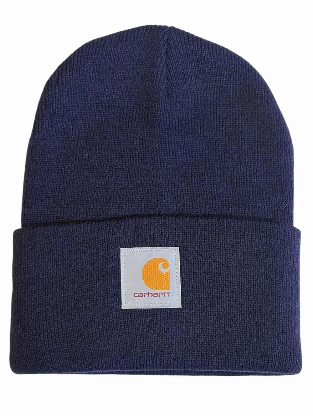 Carhartt Dark Navy Blue Knit Beanie Cap Hat Warm Cozy Cabincore Like New